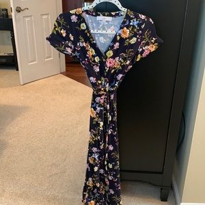 Loft 0 blue floral maxi dress